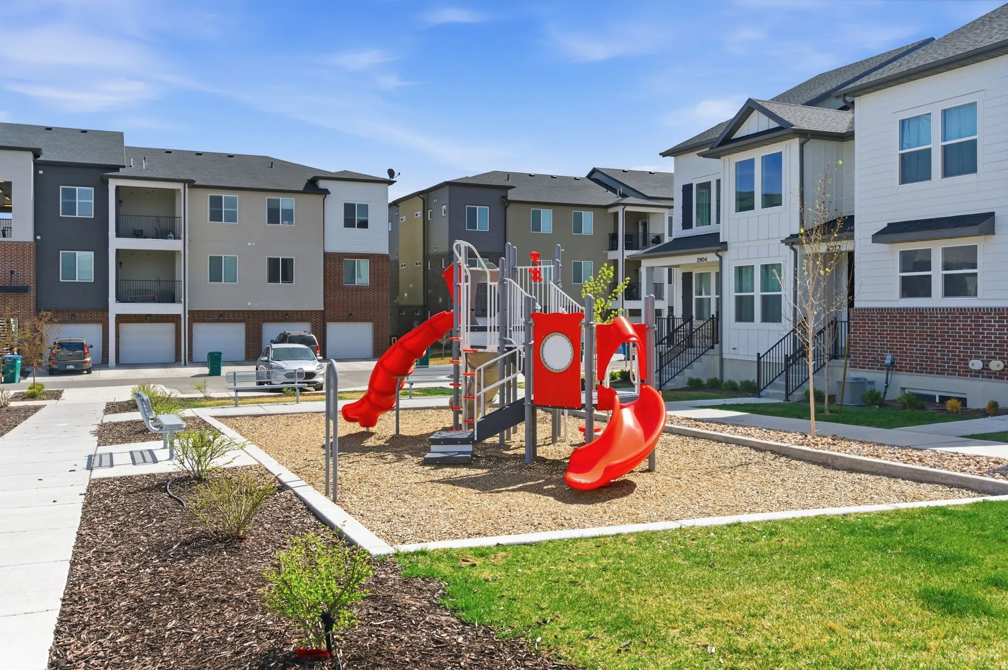 Community play area featuring a residential view