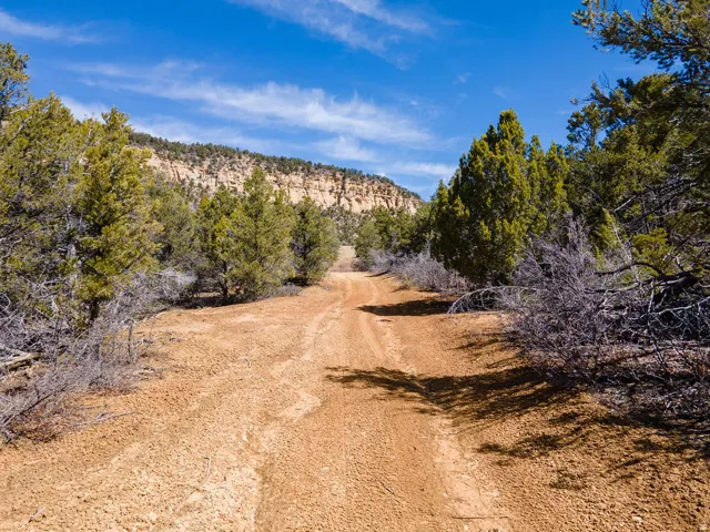View of dirt / gravel road with a mountain view and a view of countryside