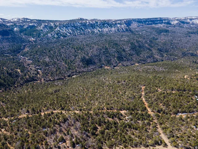 Bird's eye view of a mountainous background