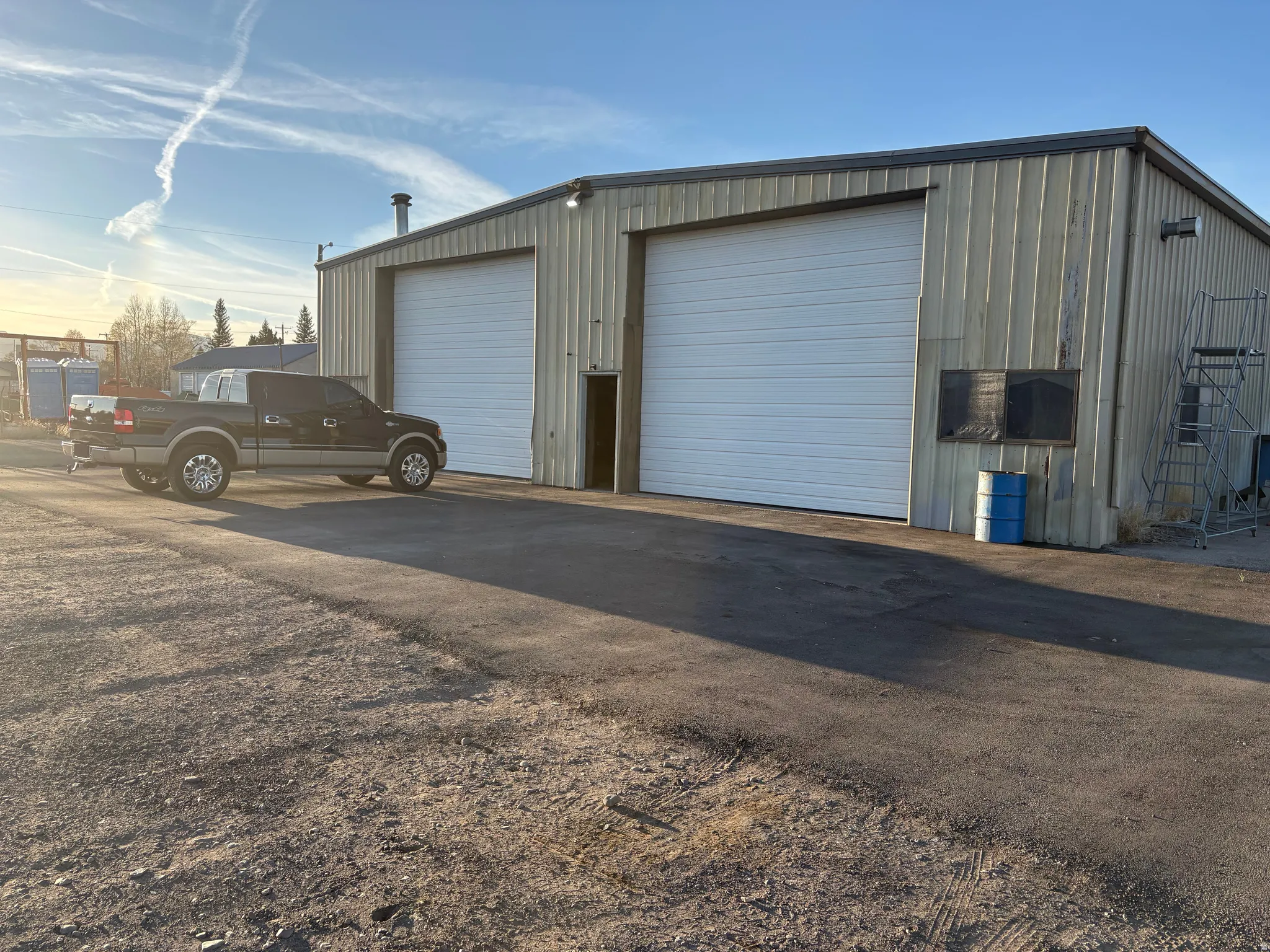 View of detached garage