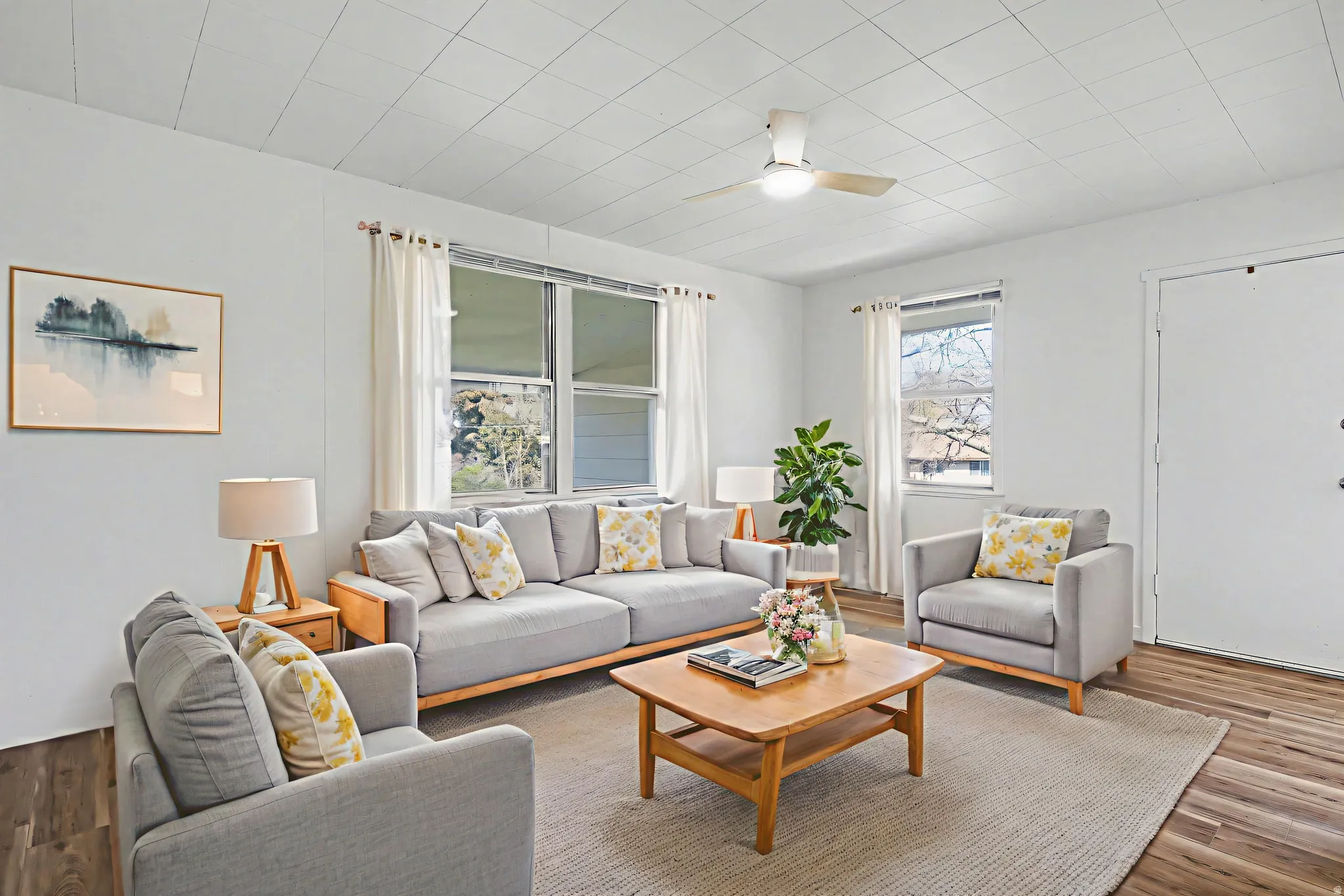 Living Room virtually staged facing front door