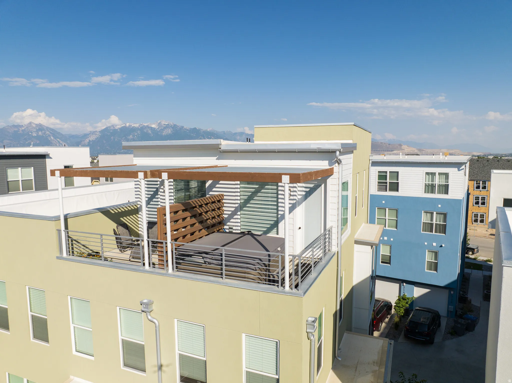 View of building exterior with a mountain view