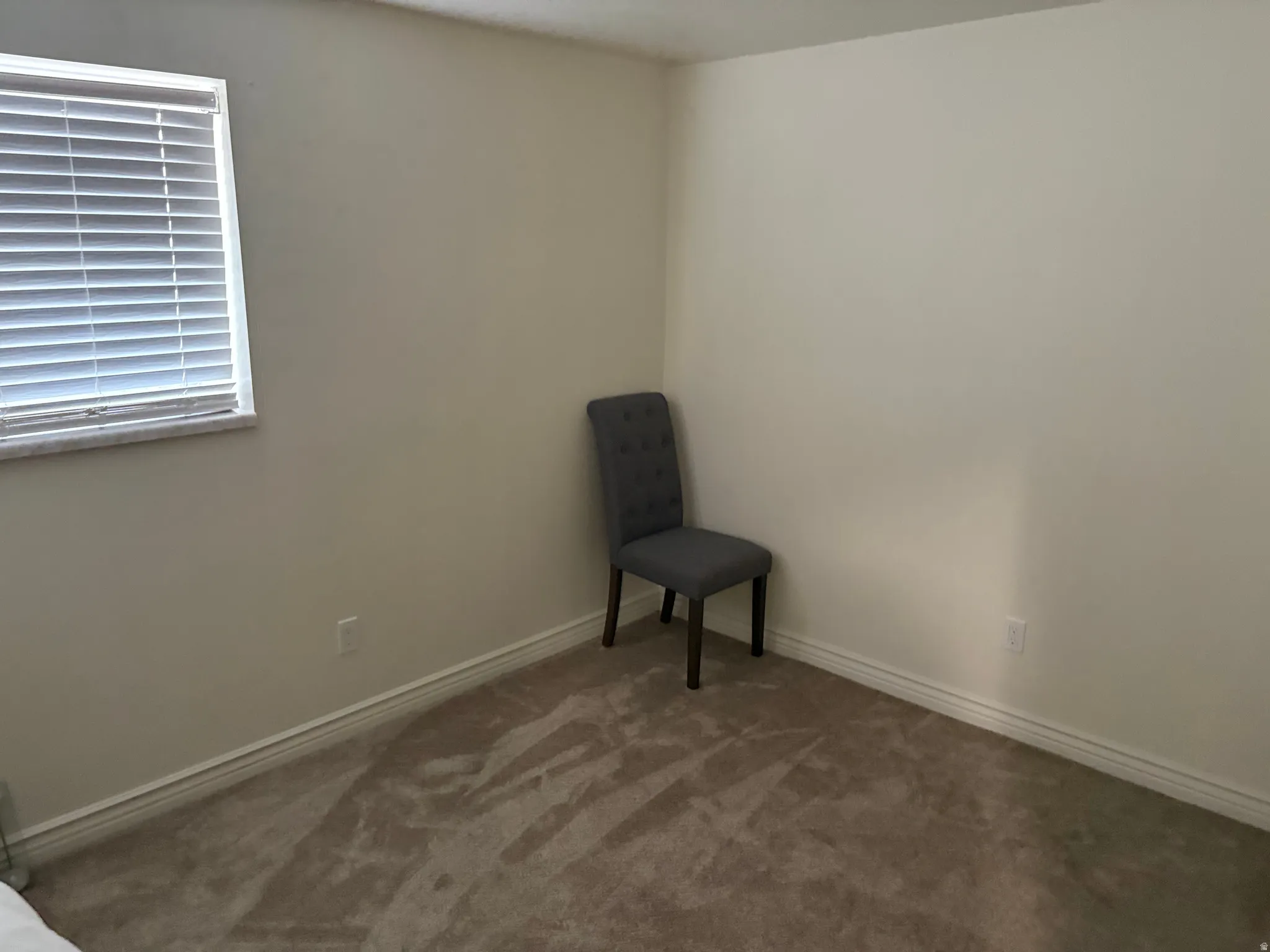Unfurnished room with carpet flooring and baseboards