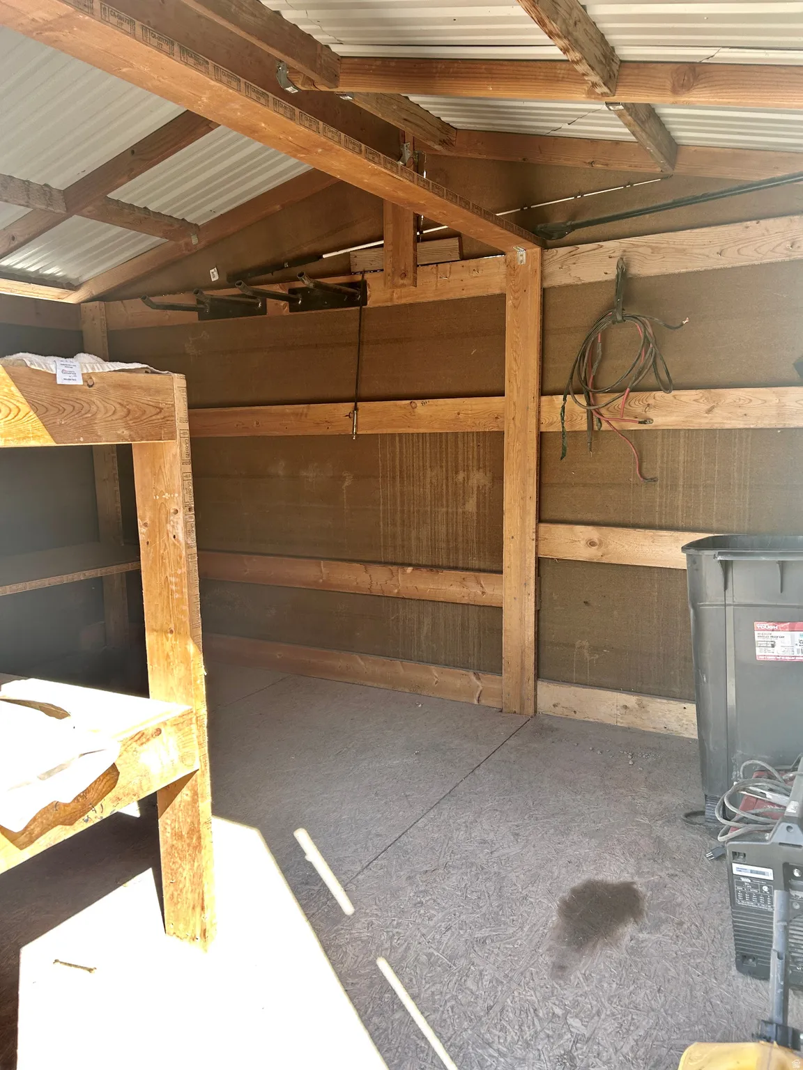 Inside of storage shed