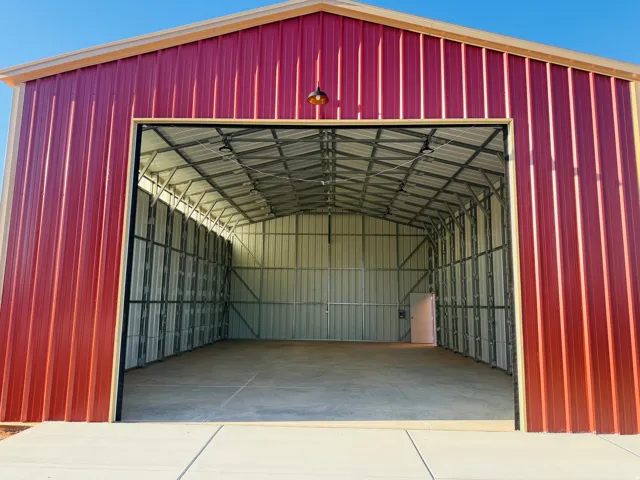 View of detached garage