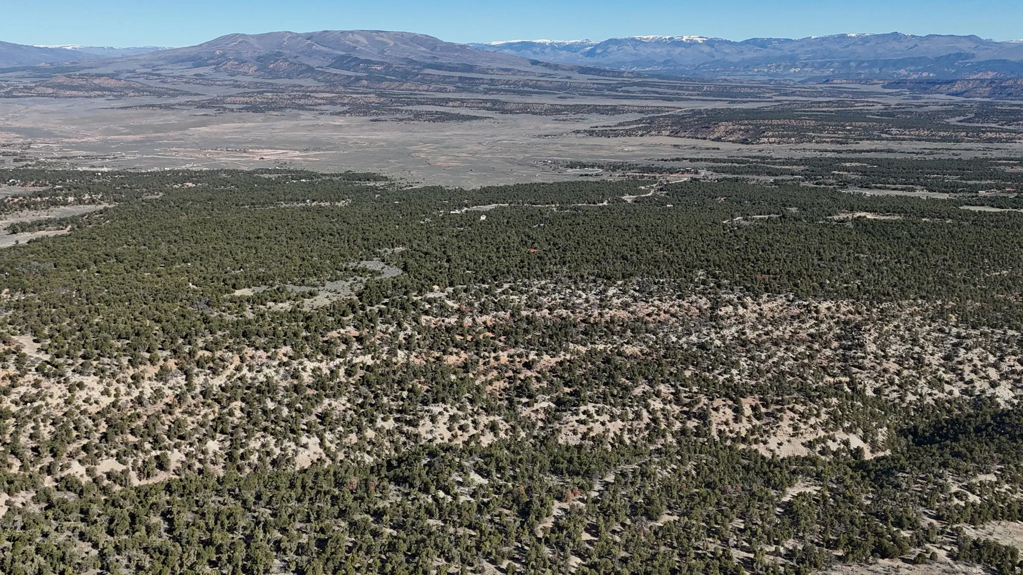 Aerial view of a mountain backdrop