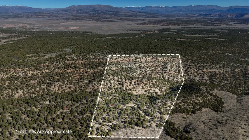 Aerial view of property's location with mountains and property boundaries highlighted