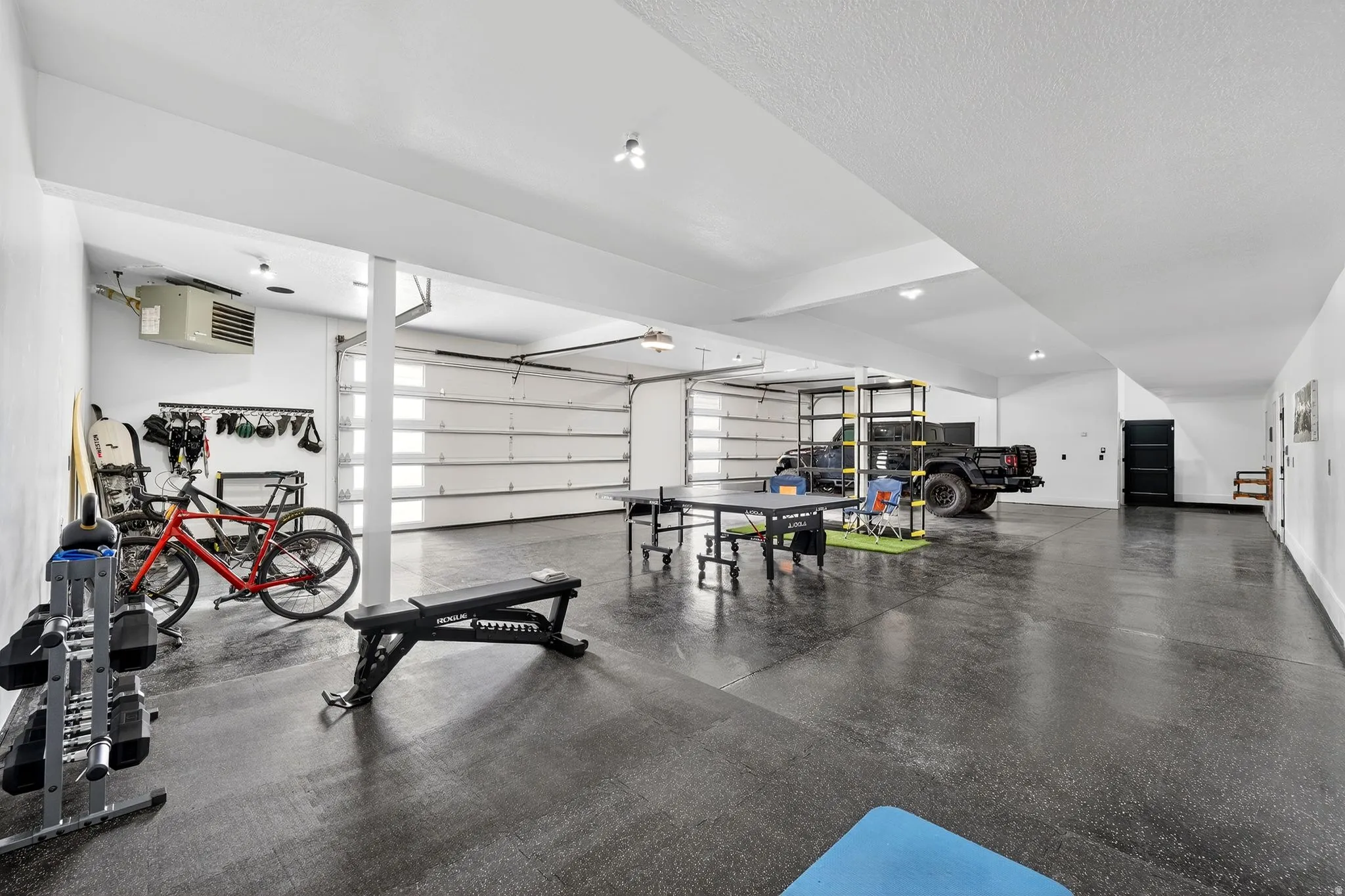 Garage with a heating unit