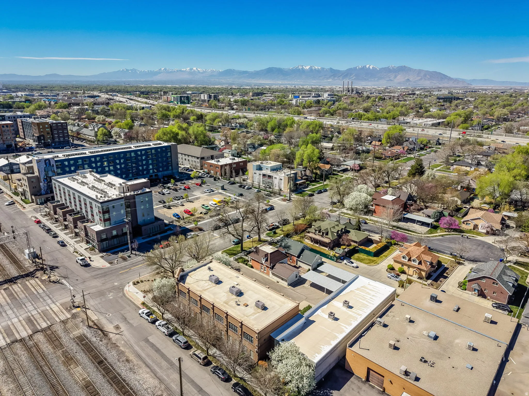 View of urban area featuring a mountain backdrop