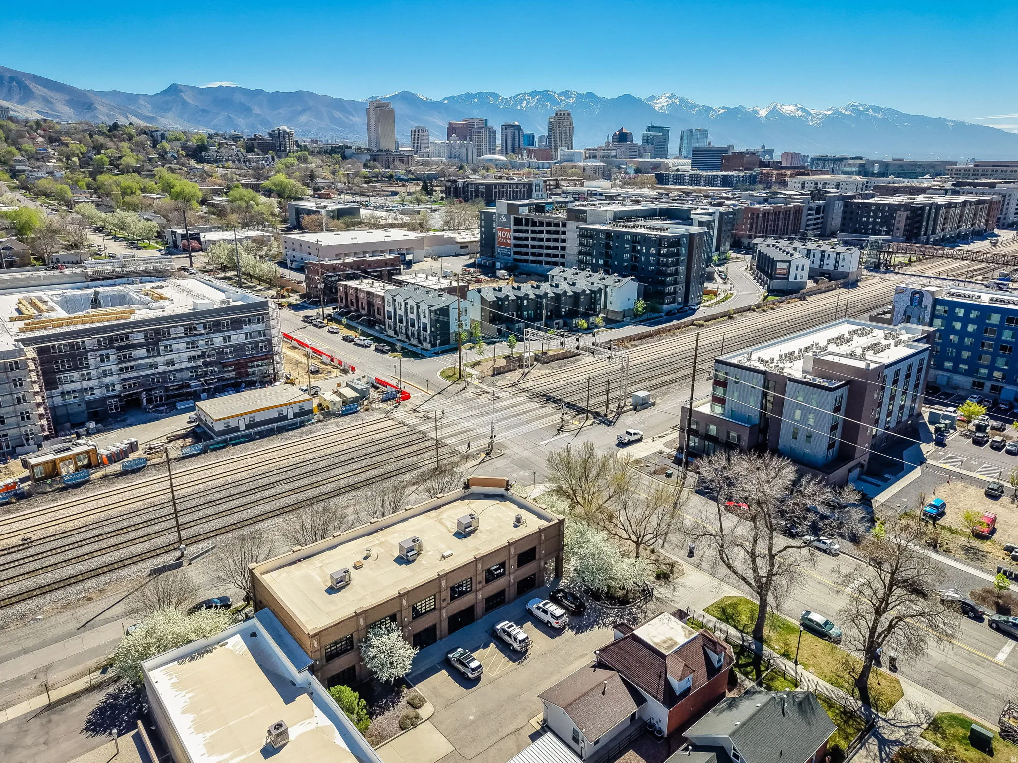 View of urban area featuring mountains