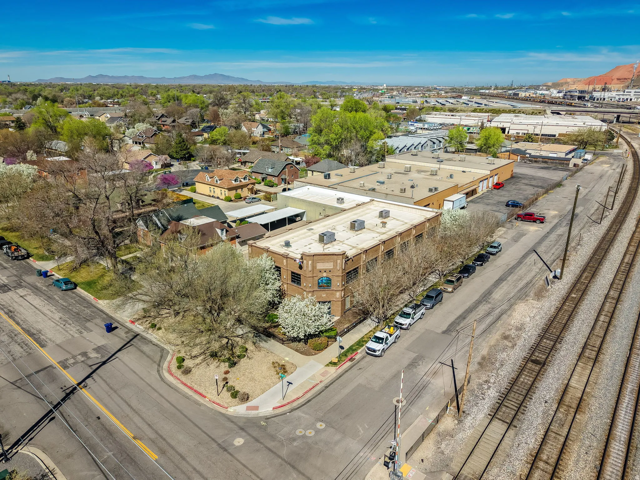 Drone / aerial view of a mountainous background