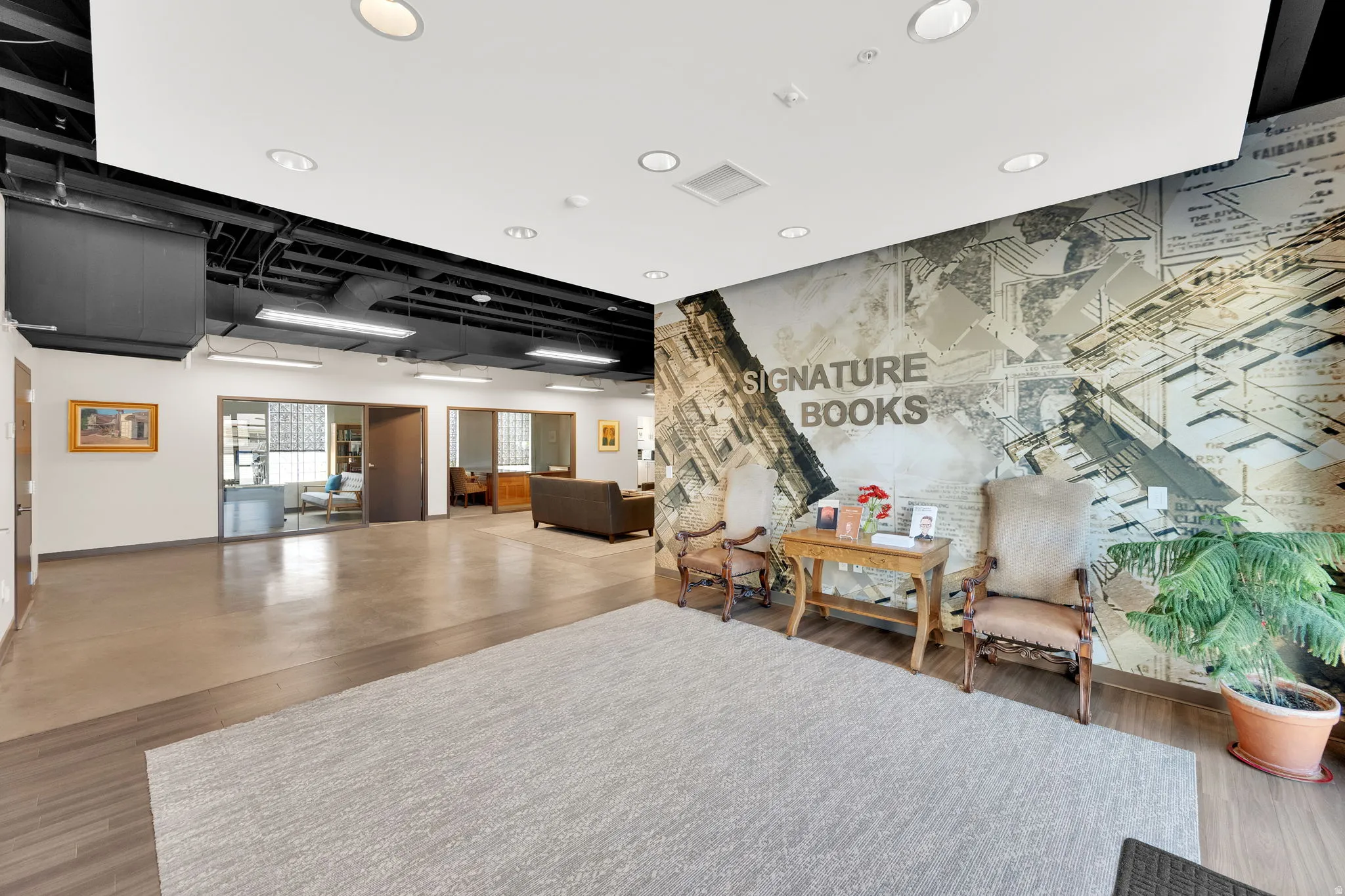 Common area with recessed lighting