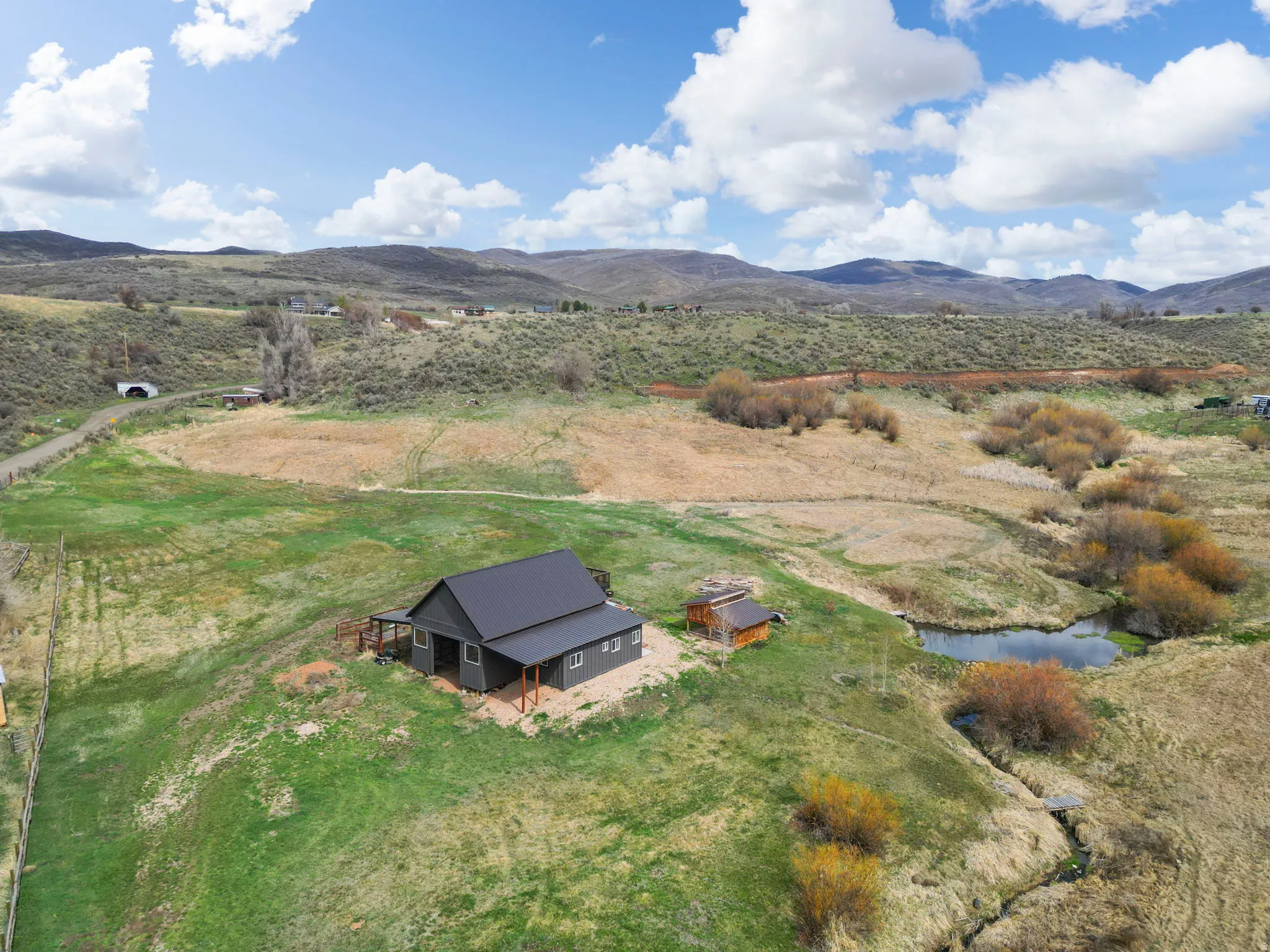 Aerial view of sparsely populated area featuring mountains