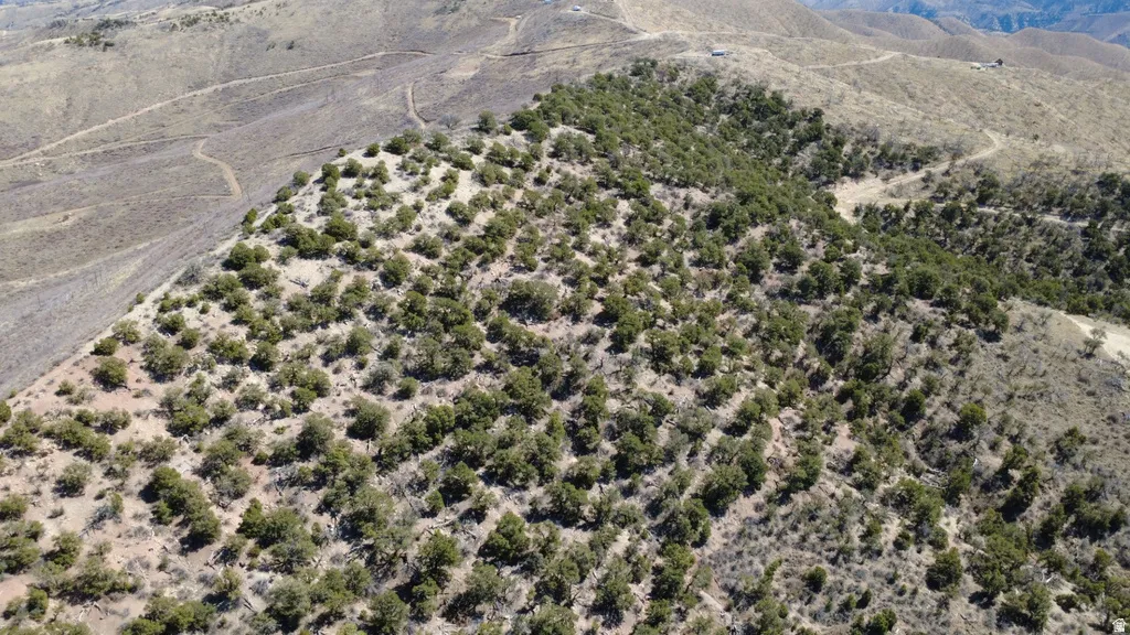 Overview of rural landscape featuring a mountainous background and a desert landscape
