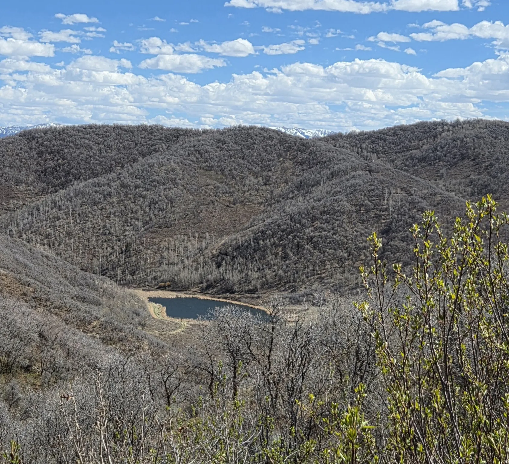 View of mountain background featuring a large body of water