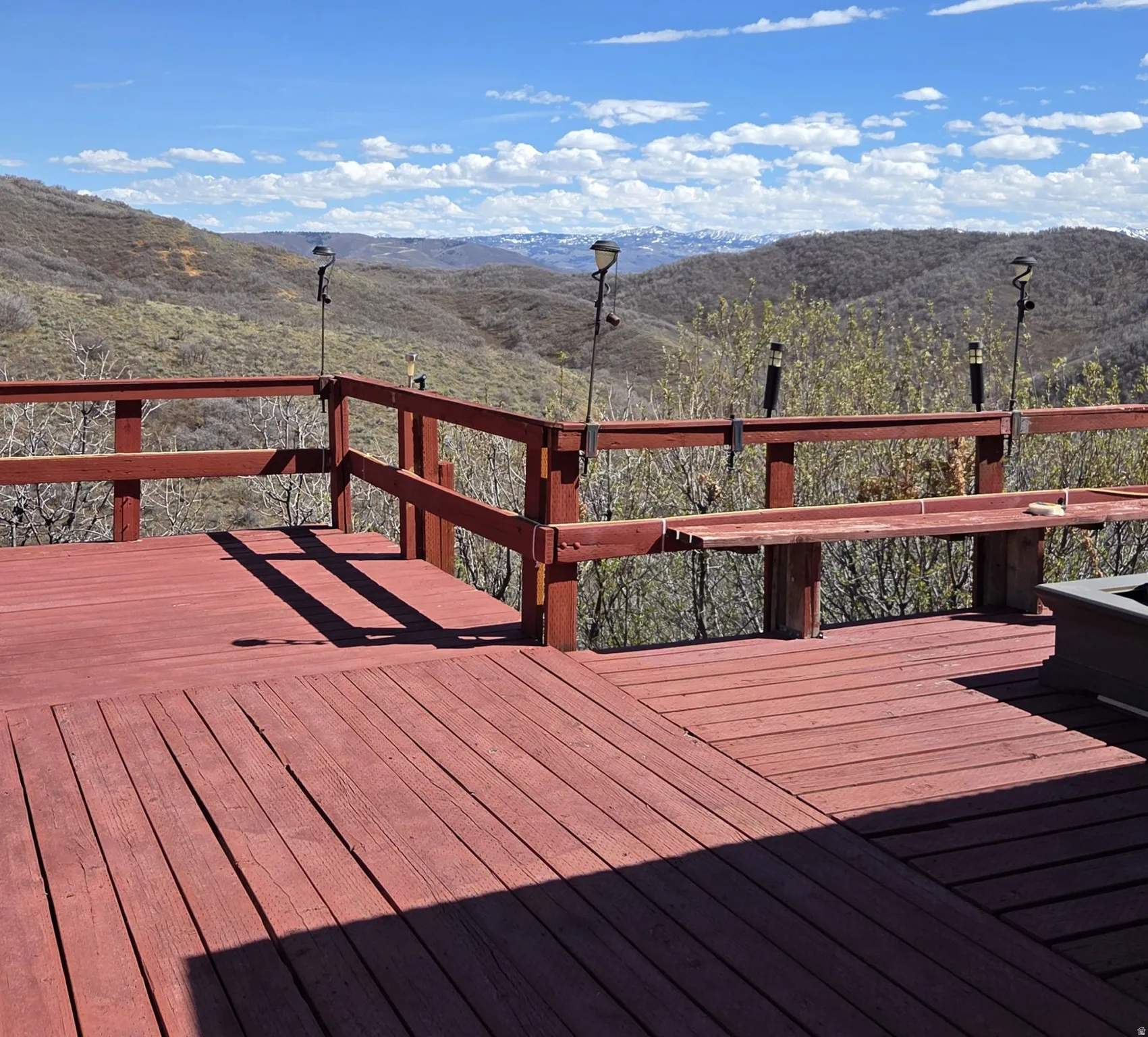 Wooden deck with a mountain view