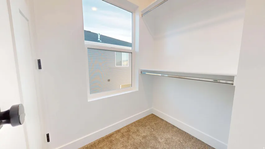 Walk in closet featuring carpet
