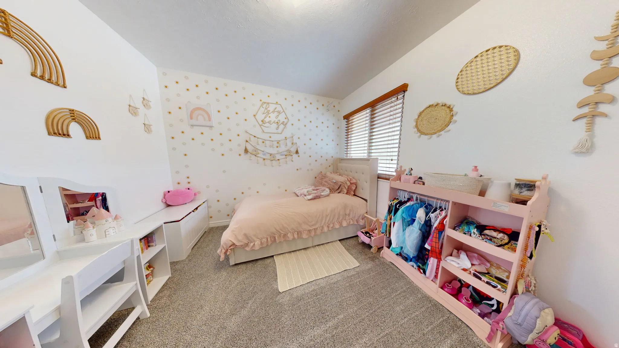 Bedroom featuring carpet