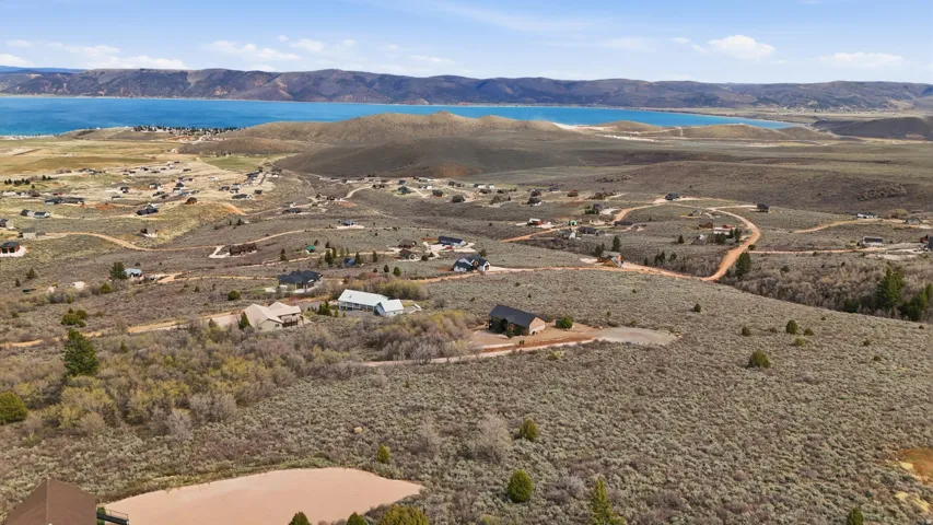 Aerial view of a water and mountain view