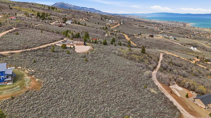 Drone / aerial view of a mountain backdrop