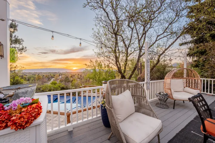 View of deck at dusk