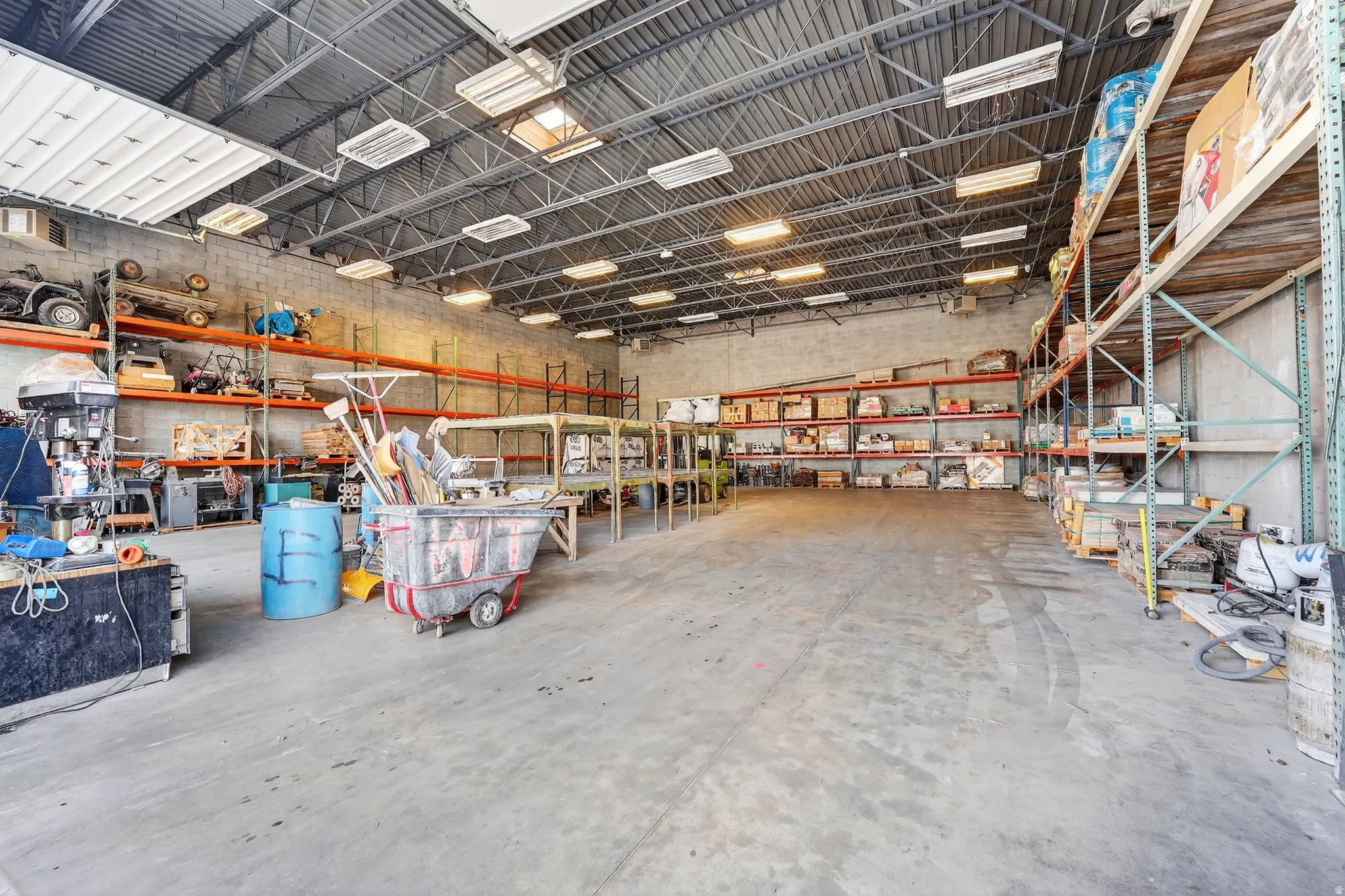 Garage with a workshop area