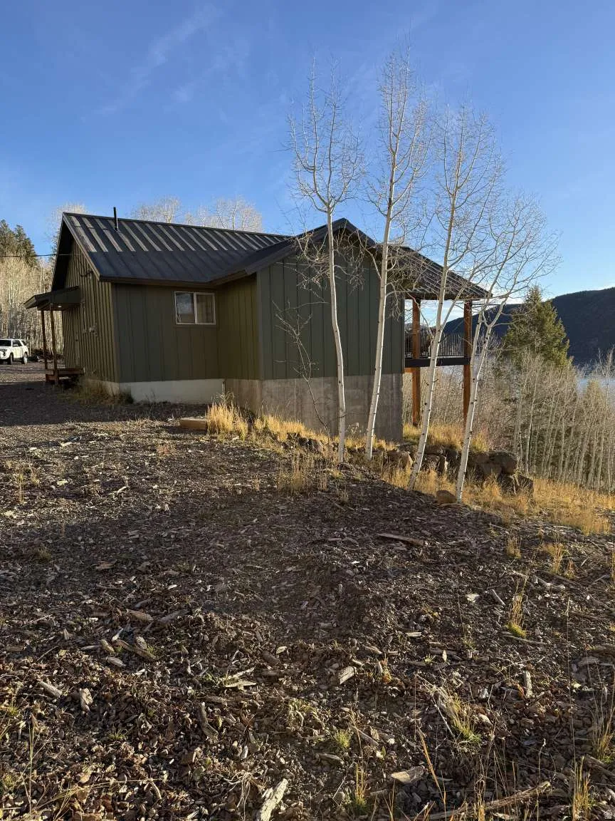 View of side of property with a standing seam roof and board and batten siding