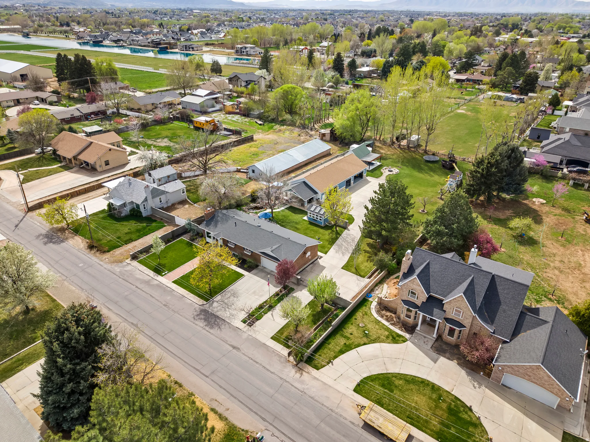 Aerial perspective of suburban area