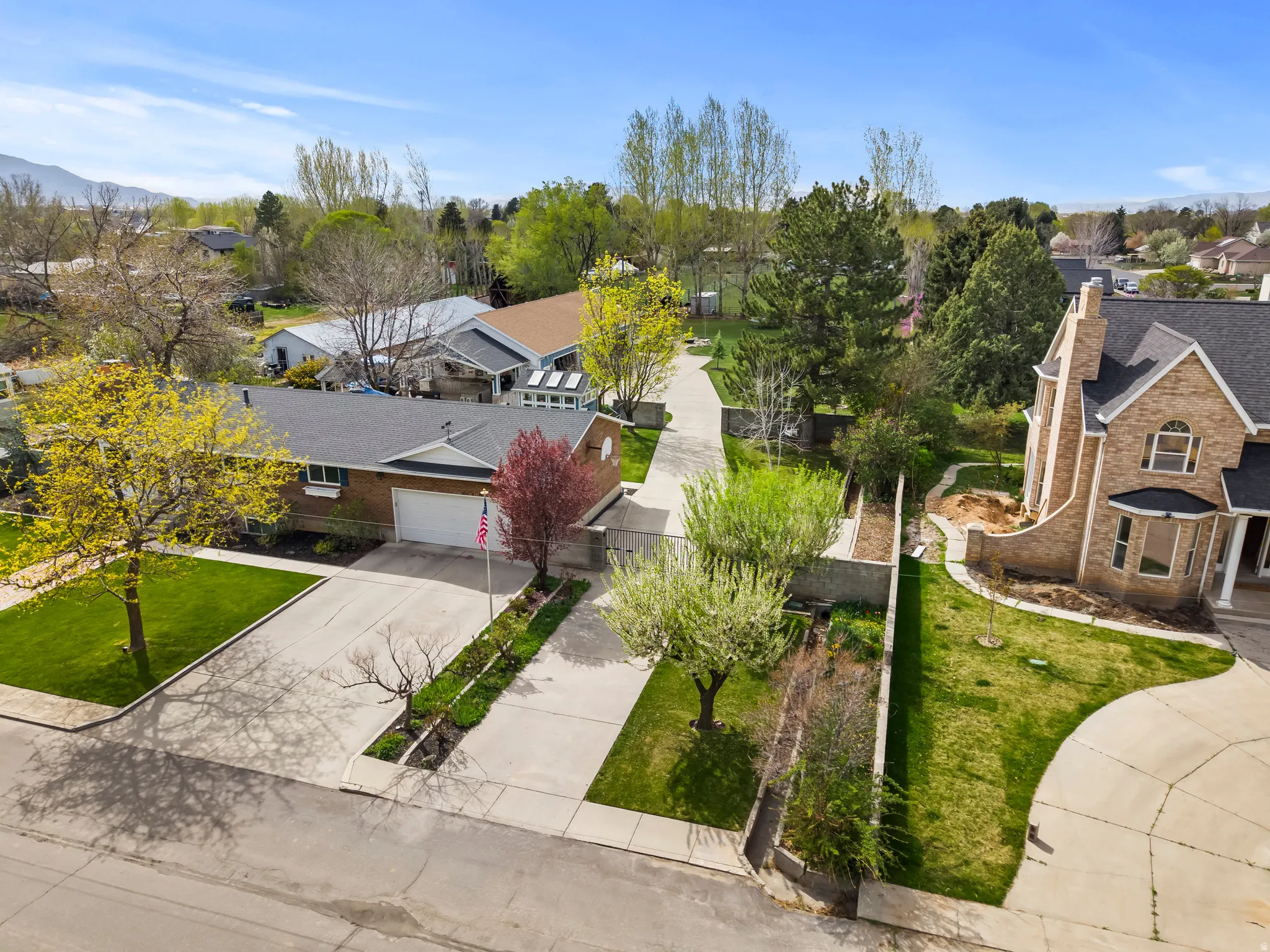 Aerial view of residential area