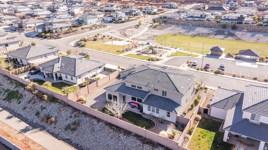 Aerial perspective of suburban area