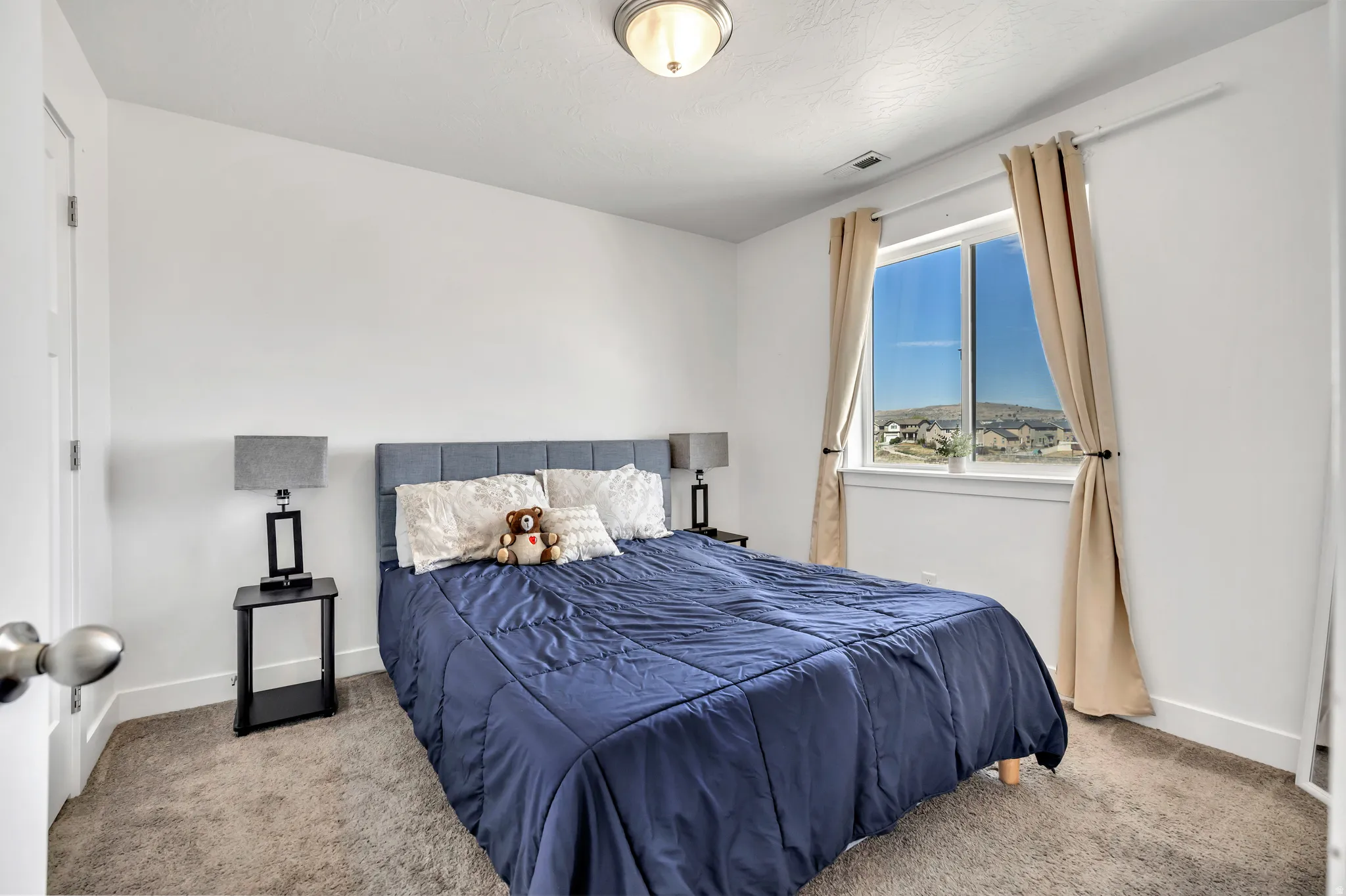 Bedroom with carpet floors