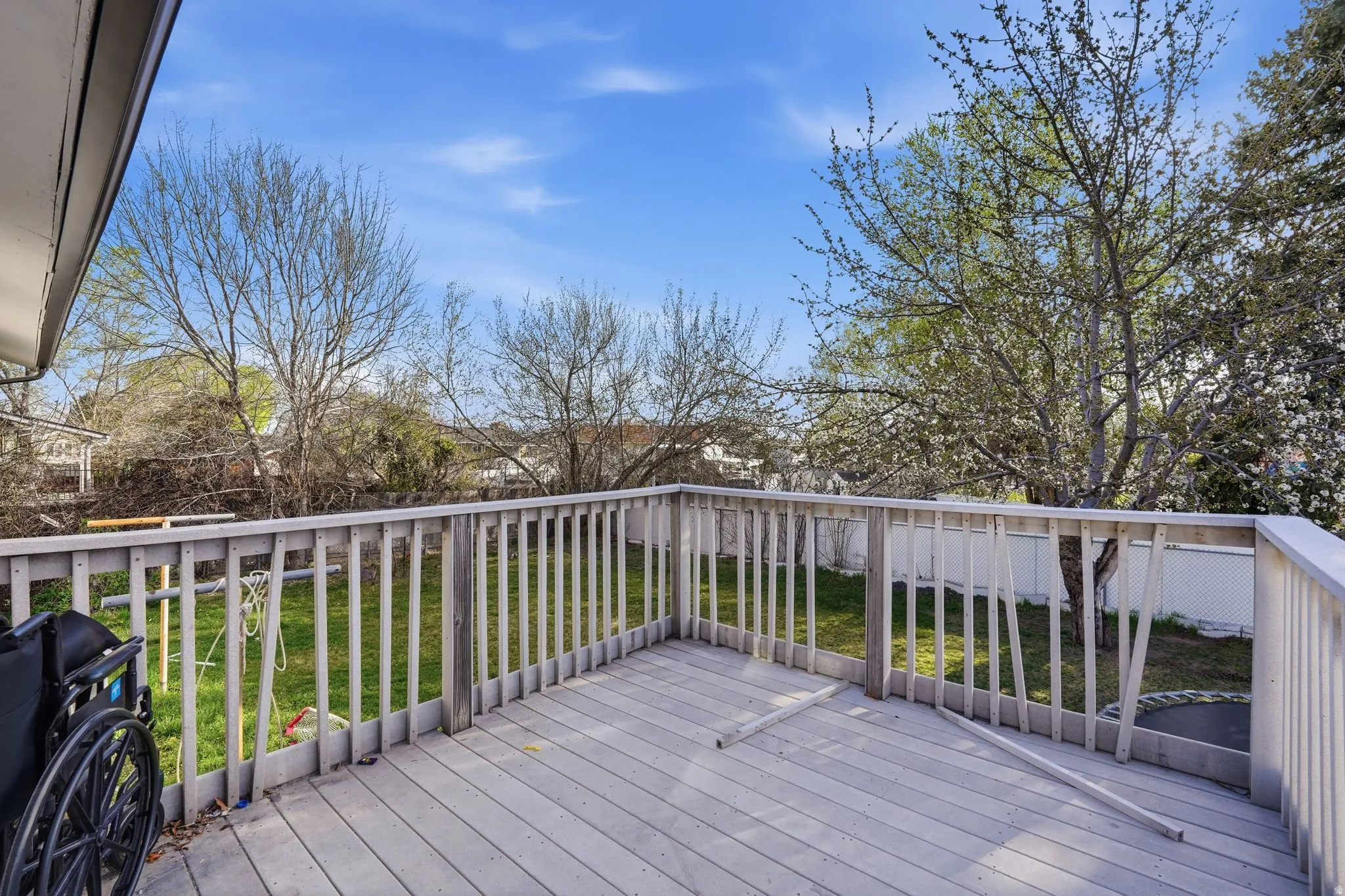 Wooden deck area.