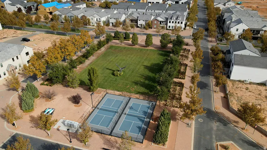 Aerial perspective of suburban area