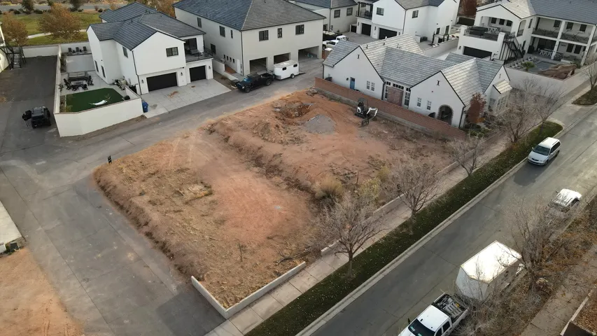 Aerial perspective of suburban area