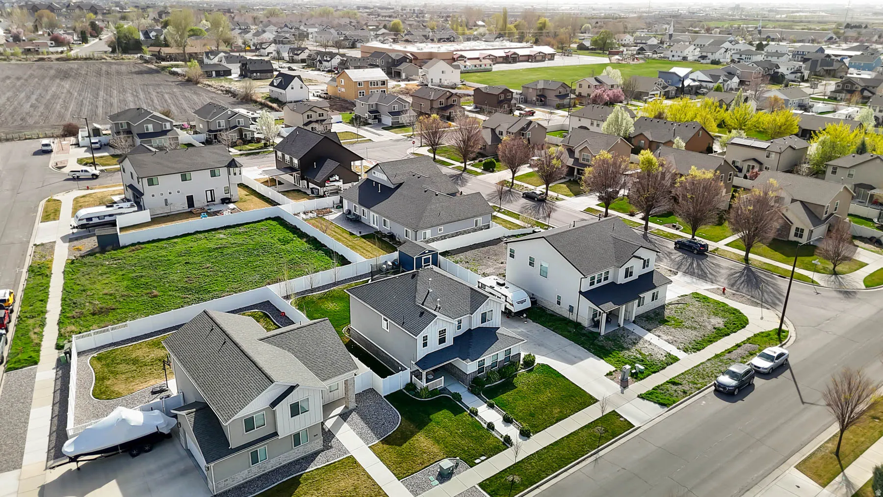 Aerial view of residential area