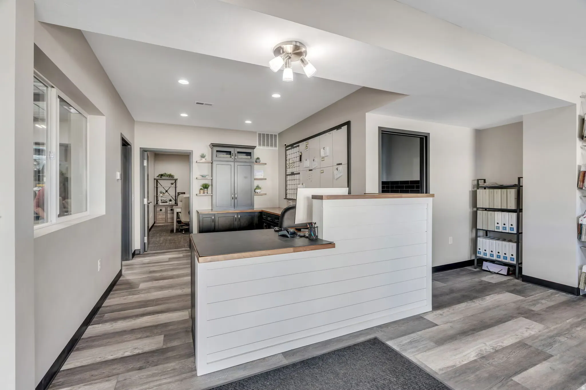 Reception featuring recessed lighting