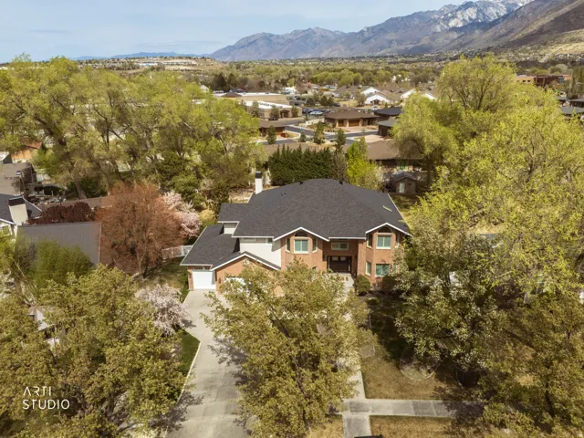 Aerial view of a mountainous background