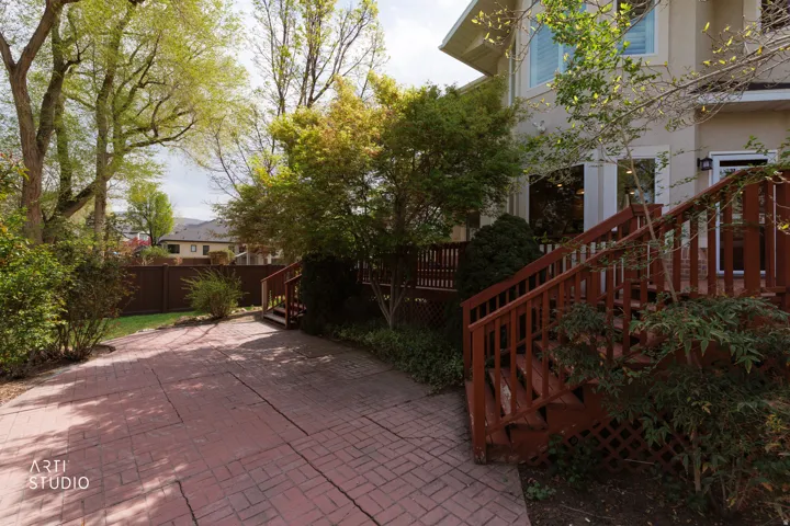 View of patio with stairway