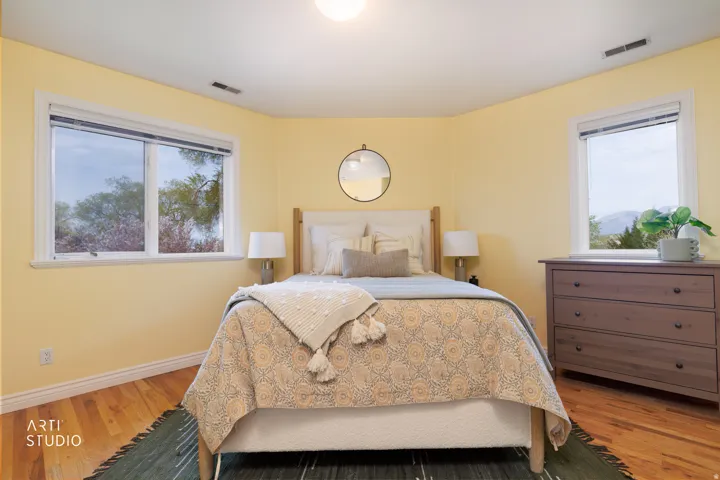Bedroom with wood finished floors