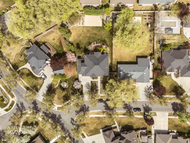Aerial perspective of suburban area