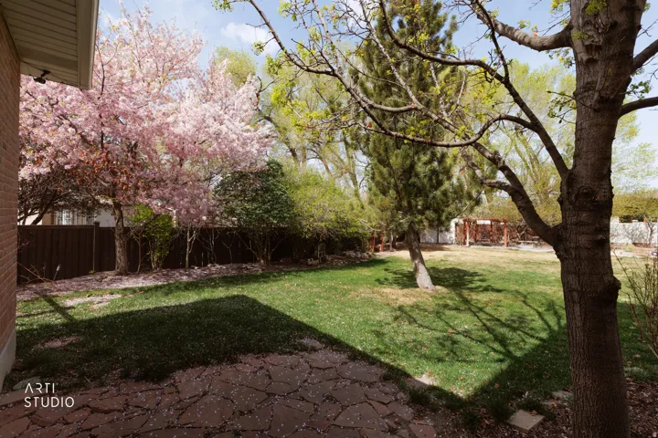 View of fenced backyard