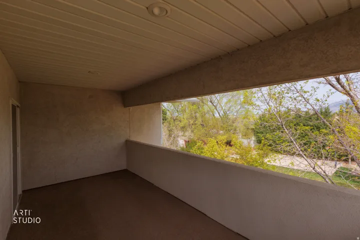 Balcony with a mountain view