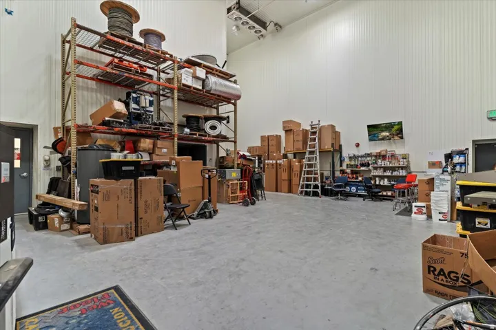 Garage featuring a workshop area