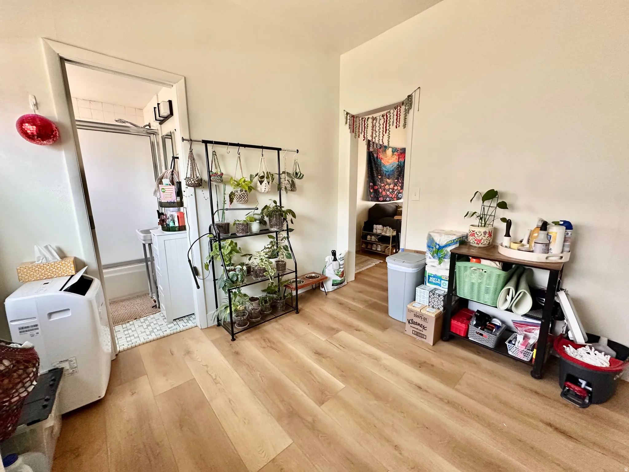 Interior space with light wood-style flooring