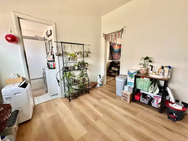 Interior space with light wood-style flooring