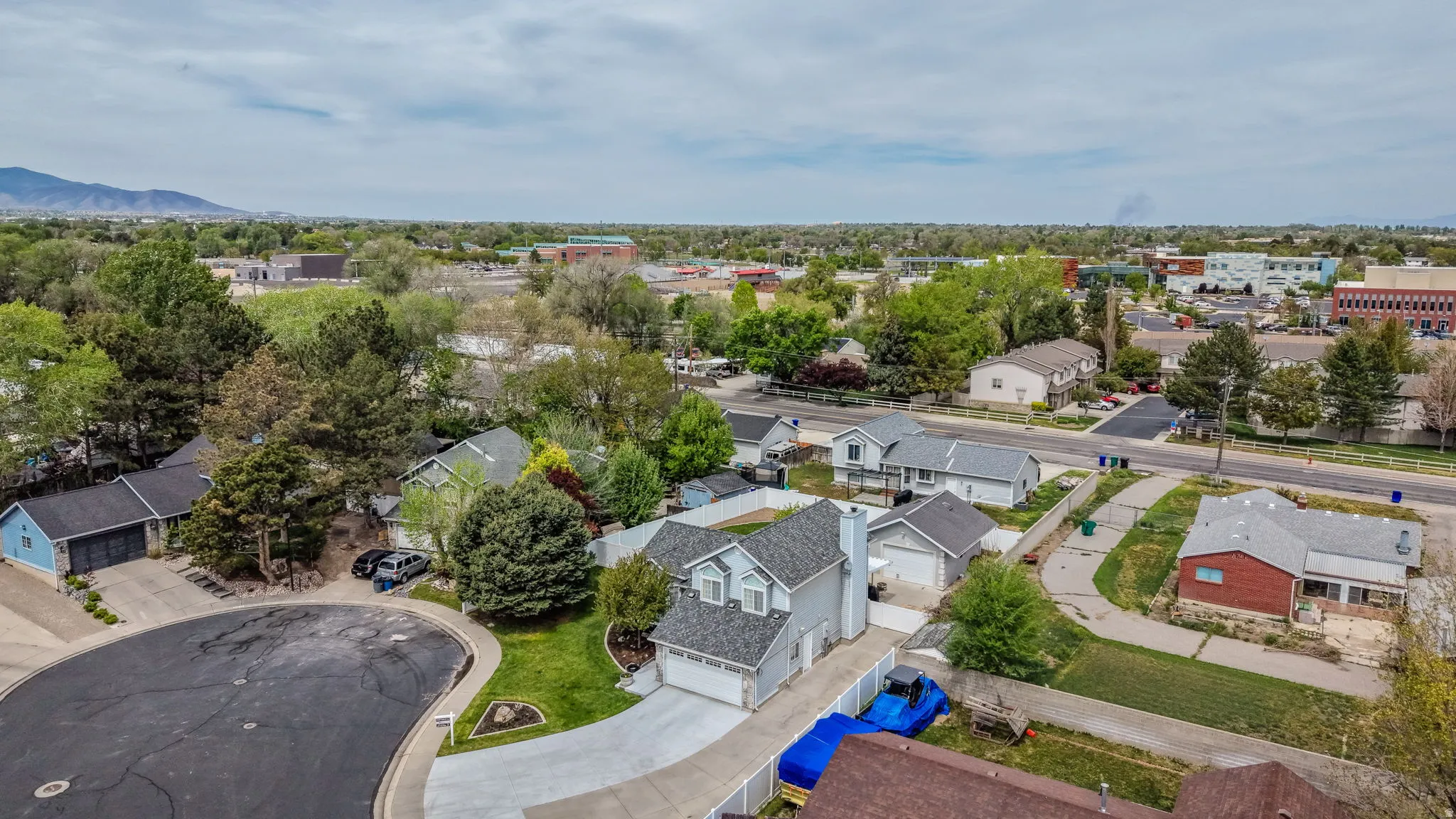 Aerial perspective of suburban area