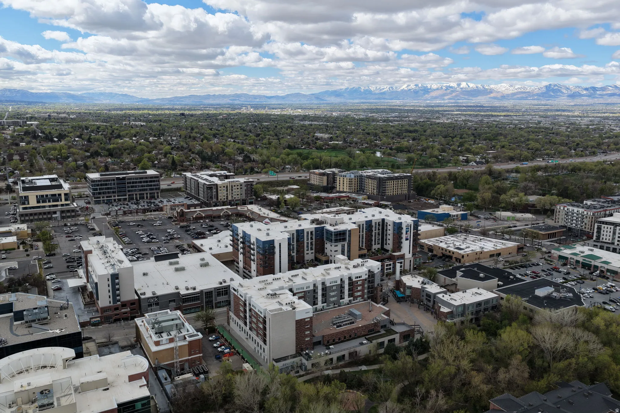 View of urban area with a mountainous background