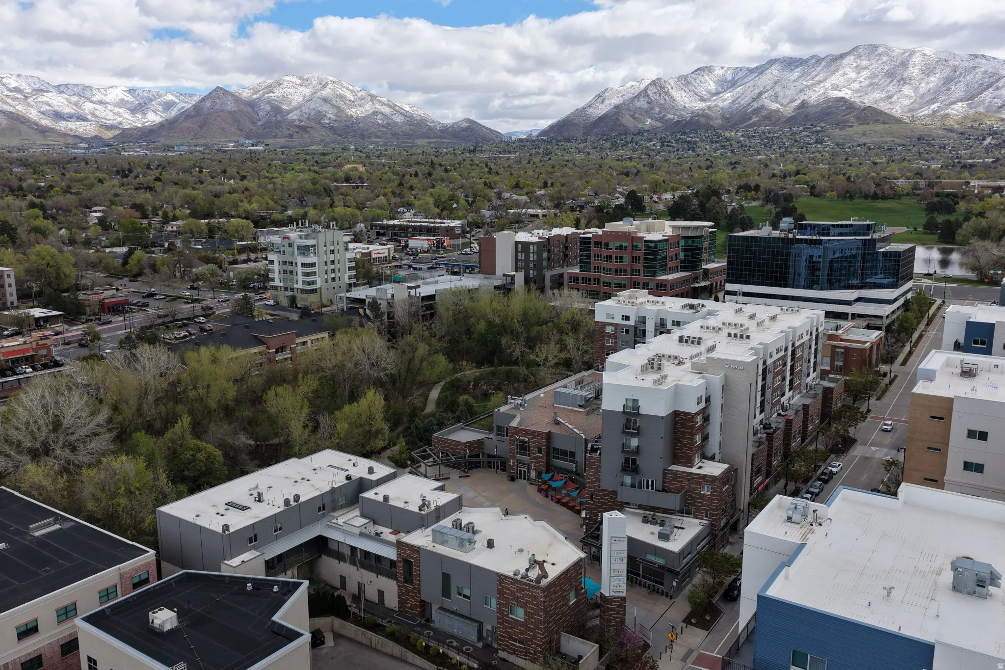 View of urban area with mountains