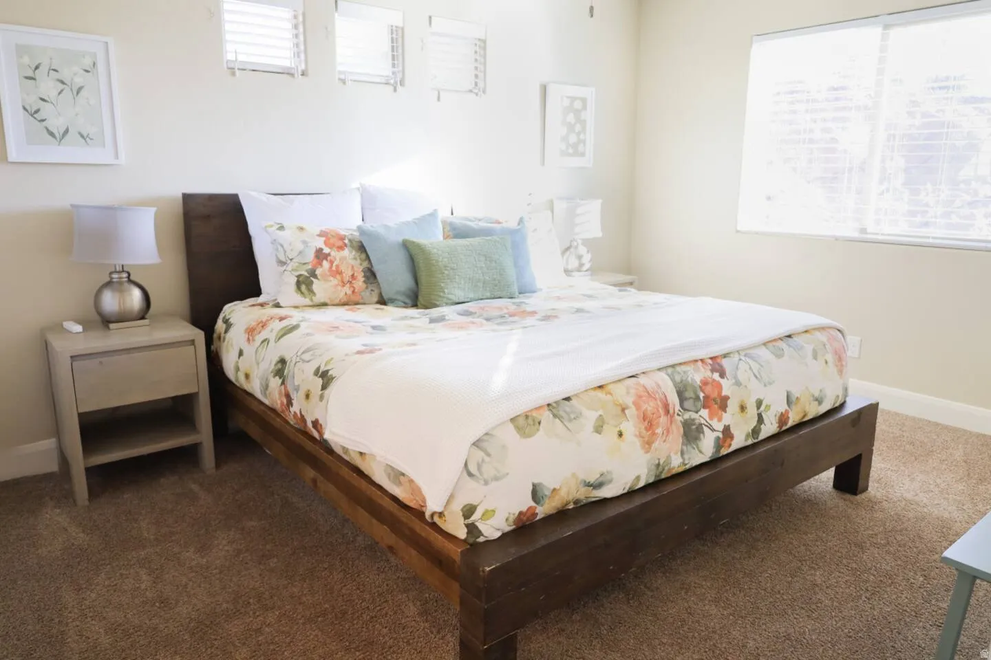Carpeted bedroom with baseboards