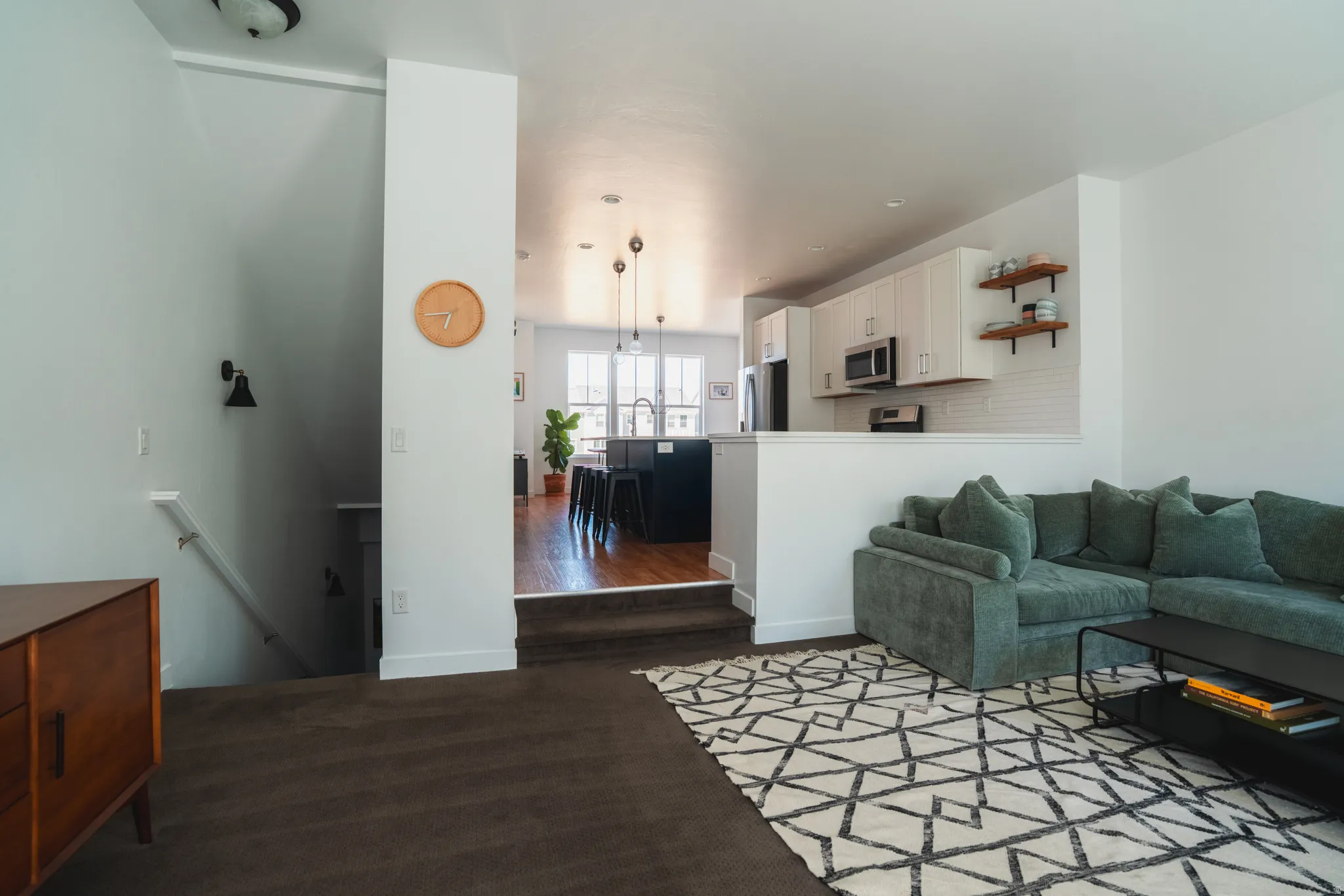 Living room featuring dark wood finished floors